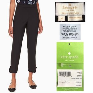 KATE SPADE Black Ruffle Trim Cigarette Pants